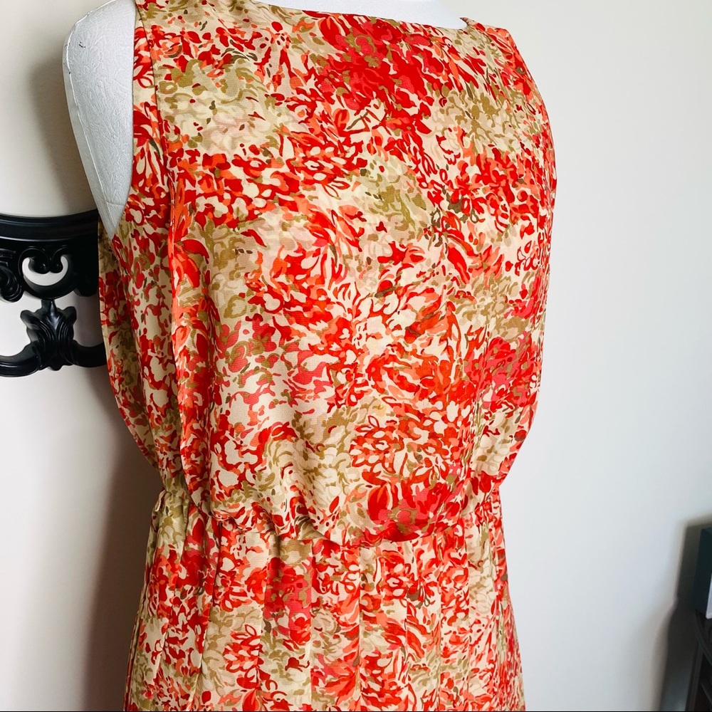 Lauren by Ralph Lauren Coral & Tan Floral Print Dress - Picture 3 of 6